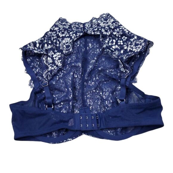 Victoria's Secret Dream Angels Blue Silver Unlined High Neck Demi Bra 34D - Picture 3 of 5